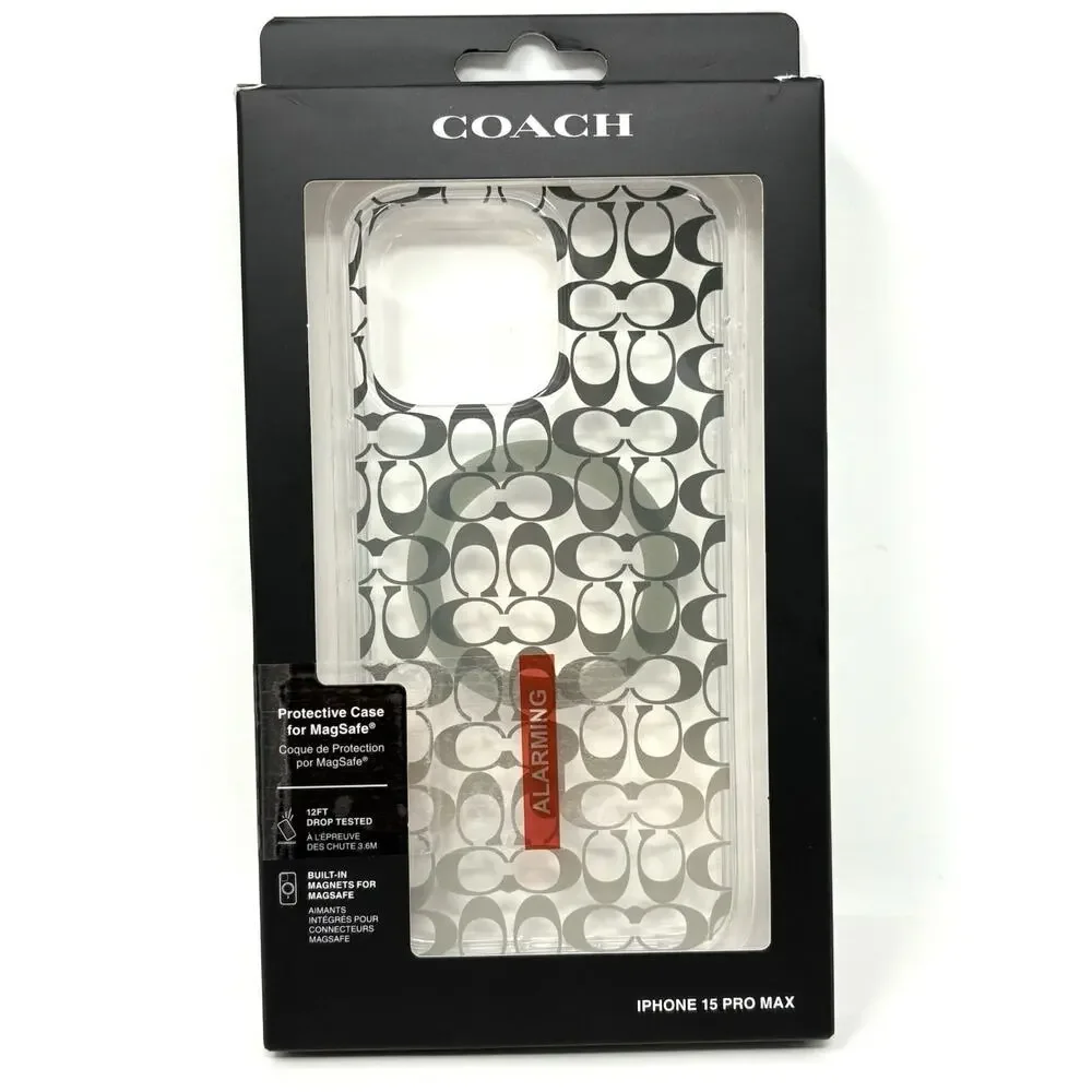 Coach iPhone 15 Pro Max Clear Case Signature Cs Deep Forest Logo Magsafe NIP